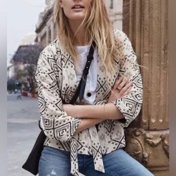 MADEWELL Arrowhead Jacquard Kimono Wrap Jacket - Medium - Picture 2 of 11